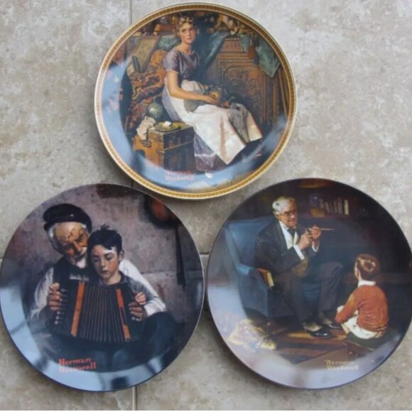 The Bradford Exchange Edwin M. Knowles China Co. Norman Rockwell Plates COA - Picture 1 of 2